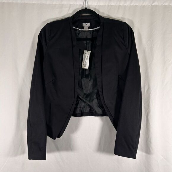 New Worthington Blazer Women's Medium Solid Black Open Front Office Work - Picture 1 of 7